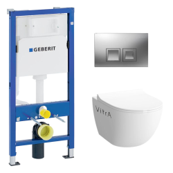 Geberit DuofixBasic Frame + VITRA Rimless bowl SENTO, softclose seat + Delta 50 chrome plate (SENTO-RIM-GEB2)
