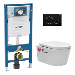 Geberit Toilet Frame + Swiss Aqua Technologies bowl + softclose seat + Plate (GEBSATRIMLESS-D)