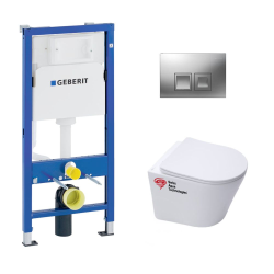 Geberit Toilet set Duofix UP100 toilet support + SAT Infinitio rimless bowl  + Chrome plate (InfinitioGeb2)