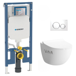 Geberit Frame UP720 extra-flat + Vitra Sento rimless WC + Softclose seat + White plate (SLIMSENTOC)