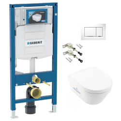Geberit Toilet Pack UP320 Frame + Villeroy & Boch Architectura Toilet + Soft-Close Seat + White Flush Plate (GebArchitectura2-H)
