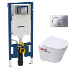 Geberit Toilet set UP720 Extra-flat Frame + SAT Infinitiorimless toilet, Invisible fixings + Chrome plate (SLIM-Infinitio-N)