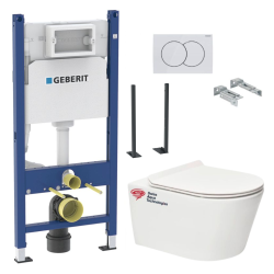 Geberit Self-supporting Toilet Frame + Swiss Aqua Technologies Brevis rimless toilet + ultra-thin seat (BREVISGEBX)