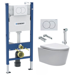 Geberit Toilet Frame Geberit 112cm + SAT Rimless bowl + Bidet shower + White plate (SATGEB3SPR2)