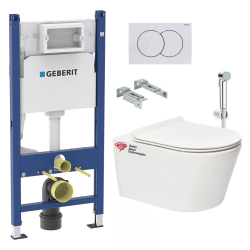 Geberit Toilet Frame Geberit 112cm + Rimless WC SAT Brevis + Ultra-flat seat (BREVISGEB3-SPRAY2)