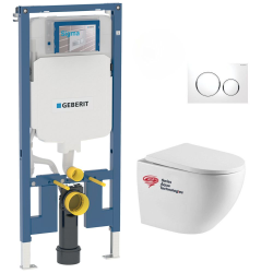 Geberit UP720 Extra-flat frame + Rimless WC with Invisible Fixings + Sigma 21 Flush Plate (SLIM-FUSIONTQ-C)