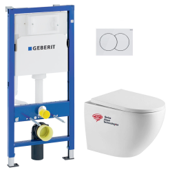Geberit Duofix UP100 support frame + SAT wall-hung WC + White flush plate (FUSIONTQGEB1)