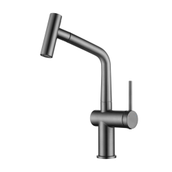 Ceramia Timeless Single-Handle Stainless Steel Pull-Out Sprayer Sink Mixer Tap, Single Hole, Brushed Gunmetal (TMLKF185BGM)