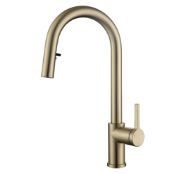 Ceramia Timeless Single-Handle Stainless Steel Single-Lever Sink Mixer Tap with Pull-Out Spray, Brushed Gold (TMLKF285BG)