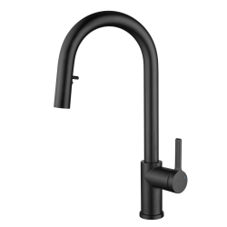 Ceramia Timeless Single-Handle Stainless Steel Sink Mixer Tap with Pull-Out Spray, Single Hole, Matte Black (TMLKF285BM)