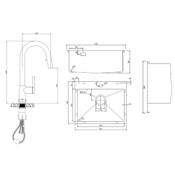 Ceramia Timeless 55x45x21cm 304 Stainless steel Built-in Sink+Mixer with pull-out spray, Brushed Copper (TMLKST-5545BCP-M2)