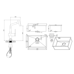 Ceramia Timeless 68x45x21cm 304 Stainless steel Undermount Sink+Mixer with pull-out spray, Brushed Copper (TMLKSU-6845BCP-M1)