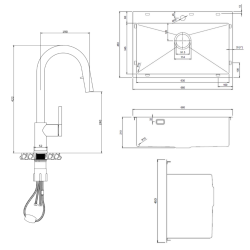  Timeless 68x45x21cm 304 Stainless steel Built-in Sink+Mixer with pull-out spray, Brushed Gold (TMLKST-6845BG-M2)