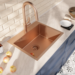 Ceramia Timeless 68x45x21cm 304 Stainless steel Built-in Sink+Mixer with pull-out spray, Brushed Copper (TMLKST-6845BCP-M2)