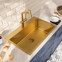 Ceramia Timeless 68x45x21cm 304 Stainless steel Built-in Sink+Mixer with pull-out spray, Brushed Gold (TMLKST-6845BG-M1)
