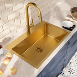 Ceramia Timeless 68x45x21cm 304 Stainless steel Built-in Sink+Mixer with pull-out spray, Brushed Gold (TMLKST-6845BG-M2)