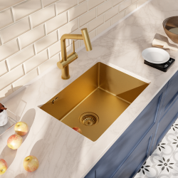 Ceramia Timeless 55x45x21cm 304 Stainless steel Undermount Sink+Mixer with pull-out spray, Brushed Gold (TMLKSU-5545BG-M1)