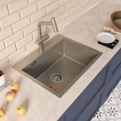 Ceramia Timeless 55x45x21cm Built-in Sink in 304 Stainless steel+Mixer with pull-out spray, Brushed Gun Metal (TMLKST-5545BGM-M1)