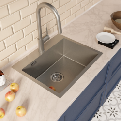 Ceramia Timeless 55x45x21cm 304 Stainless steel Built-in Sink+Mixer with pull-out spray, Brushed Gun Metal (TMLKST-5545BGM-M2)