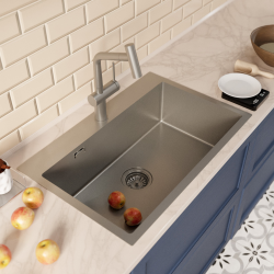 Ceramia Timeless 68x45x21cm 304 Stainless steel Built-in Sink+Mixer with pull-out spray, Brushed Gun Metal (TMLKST-6845BGM-M1)