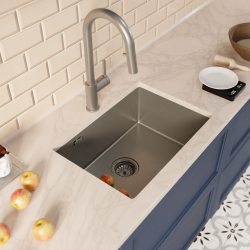 Ceramia Timeless 55x45x21cm Undermount Sink 304 Stainless steel+Mixer with pull-out spray, Brushed Gun Metal (TMLKSU-5545BGM-M2)