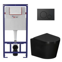 Swiss Aqua Technologies Lightweight 112 cm ECO 2L Toilet Frame + Ceramia wall-hung WC + matt black plate (STECE14BMT01-IN)
