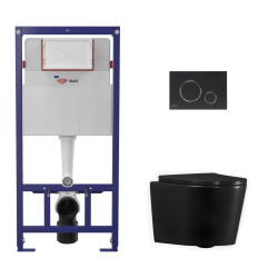 Swiss Aqua Technologies Lightweight 112 cm ECO 2L Toilet Frame + Ceramia wall-hung WC + matt black plate (STECE14BMT02-IN)