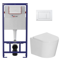 Swiss Aqua Technologies Lightweight 112 cm ECO 2L Toilet Frame + Ceramia wall-hung WC + glossy white plate (STECE14WT01-IN)