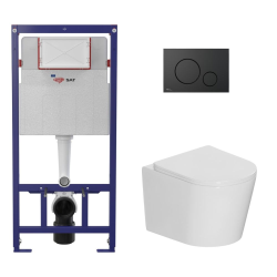 Swiss Aqua Technologies Lightweight 112 cm ECO 2L Toilet Frame + Ceramia wall-hung WC + matt black plate (STECE14WT02-IN)