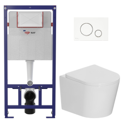 Swiss Aqua Technologies Lightweight 112 cm ECO 2L Toilet Frame + Ceramia wall-hung WC + white/chrome plate (STECE14WT03-IN)