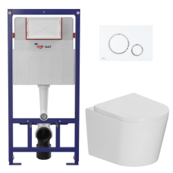 Swiss Aqua Technologies Lightweight 112 cm ECO 2L Toilet Frame + Ceramia wall-hung WC + white/chrome plate (STECE14WT04-IN)