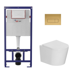 Swiss Aqua Technologies Lightweight 112 cm ECO 2L Toilet Frame + Ceramia wall-hung WC + matt gold plate (STECE14WT06-IN)