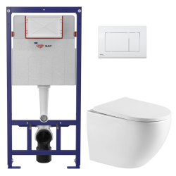 Swiss Aqua Technologies Lightweight 112 cm ECO 2L Toilet Frame + Swiss Aqua Technologies wall-hung toilet + plate (STEST67WR01-IN)