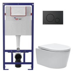 Swiss Aqua Technologies ECO 2L Swiss Aqua Technologies Toilet pack + Swiss Aqua Technologies wall-hung toilet + matt black plate (STESTBRWR02-IN)
