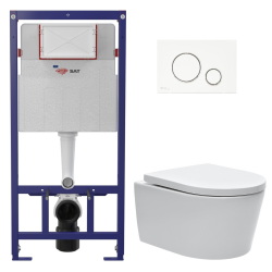 Swiss Aqua Technologies ECO 2L Swiss Aqua Technologies Toilet pack + Swiss Aqua Technologies wall-hung toilet + white/chrome plate (STESTBRWR03-IN)