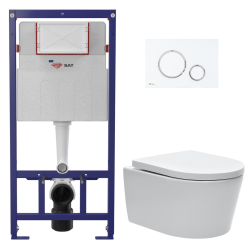 Swiss Aqua Technologies ECO 2L Swiss Aqua Technologies Toilet pack + Swiss Aqua Technologies wall-hung toilet + white/chrome plate (STESTBRWR04-IN)