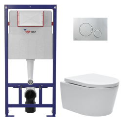 Swiss Aqua Technologies ECO 2L Swiss Aqua Technologies Toilet pack + Swiss Aqua Technologies wall-hung toilet + shiny chrome plate (STESTBRWR05-IN)