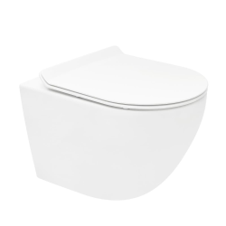 Siko S-Line Pro Tornado Flush Rimless Wall-Mounted Ceramic Toilet with SoftClose Seat and Concealed Fixings, White (WC01T)