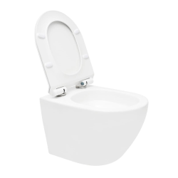 Siko S-Line Pro Tornado Flush Rimless Wall-Mounted Ceramic Toilet with SoftClose Seat and Concealed Fixings, White (WC01T)