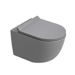 Ceramia PixL Tornado Quiet Rimless Ceramic Wall-Hung Toilet with Concealed Mountings and Soft Close Seat, Grey (CEPX010RTORPGRM)