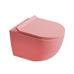 Ceramia PixL Tornado Quiet Rimless Ceramic Wall-Hung Toilet with Concealed Fixings and Soft Close Seat, Pink (CEPX010RTORPPM)