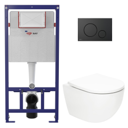 Swiss Aqua Technologies ECO 2L Toilet frame + Swiss Aqua Technologies wall-hung toilet + matt black plate (STESTFUWT02-IN)