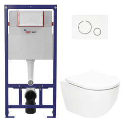 Swiss Aqua Technologies ECO 2L Toilet frame + Swiss Aqua Technologies wall-hung toilet + white/chrome plate (STESTFUWT03-IN)