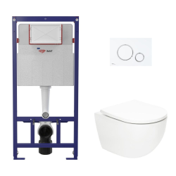Swiss Aqua Technologies ECO 2L Toilet frame + Swiss Aqua Technologies wall-hung toilet + white plate (STESTFUWT04-IN)