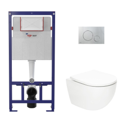 Swiss Aqua Technologies ECO 2L Toilet frame + Swiss Aqua Technologies wall-hung toilet + chrome plate (STESTFUWT05-IN)