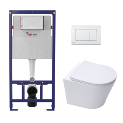 Swiss Aqua Technologies ECO 2LToilet frame + Swiss Aqua Technologies wall-hung toilet + white plate (STESTINWR01-IN)