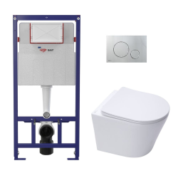 Swiss Aqua Technologies ECO 2L Toilet frame + Swiss Aqua Technologies wall-hung toilet + chrome plate (STESTINWR05-IN)