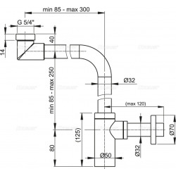 WASH-BASIN TRAP DESIGN, METAL DN32, SPACE SAVING (A403)  WASH-BASIN TRAP DESIGN, METAL DN32, SPACE SAVING (A403)