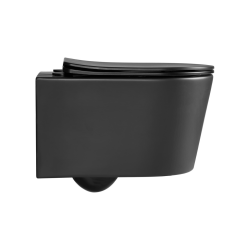 Swiss Aqua Technologies Rimless Wall-Hung Toilet with invisible fixings + Soft-Close Seat, Black (SATBRE010RREXPBKM)