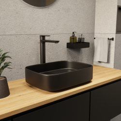 Ceramia PixL 49.5 x 37 x 13.5 cm Infinitio countertop washbasin, without overflow, black (CEPX4937BKM)